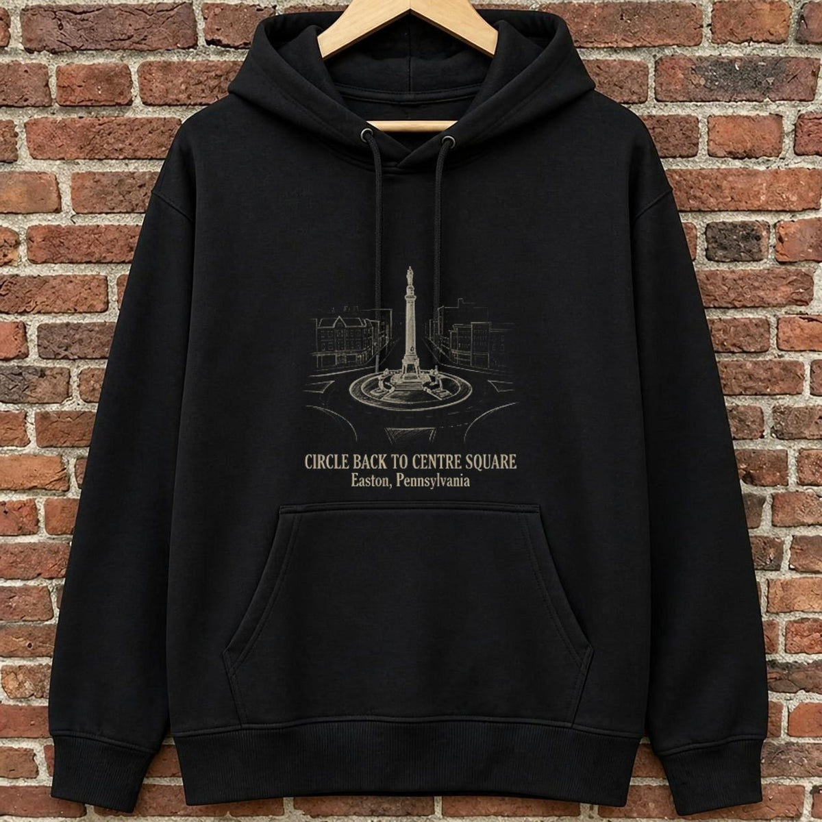 Circle Back to Centre Square — Easton black hoodie