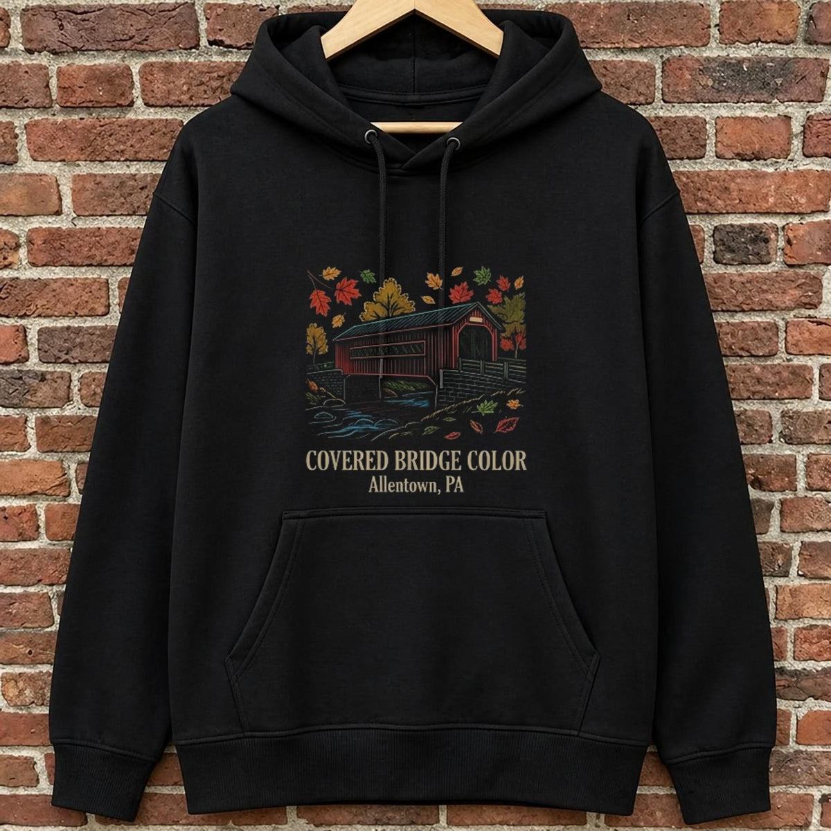 Covered Bridge Color — Allentown, PA black hoodie