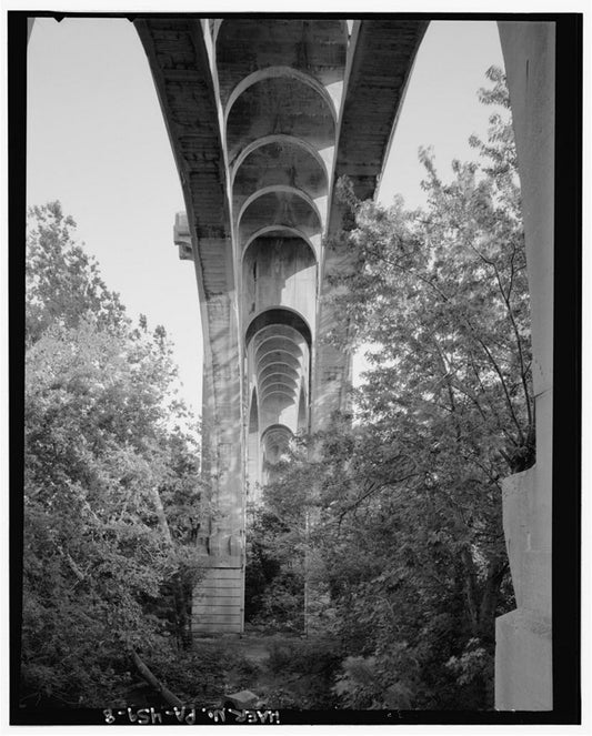 Looking up beneath the arches of the South Eighth Street Viaduct, Allentown PA
