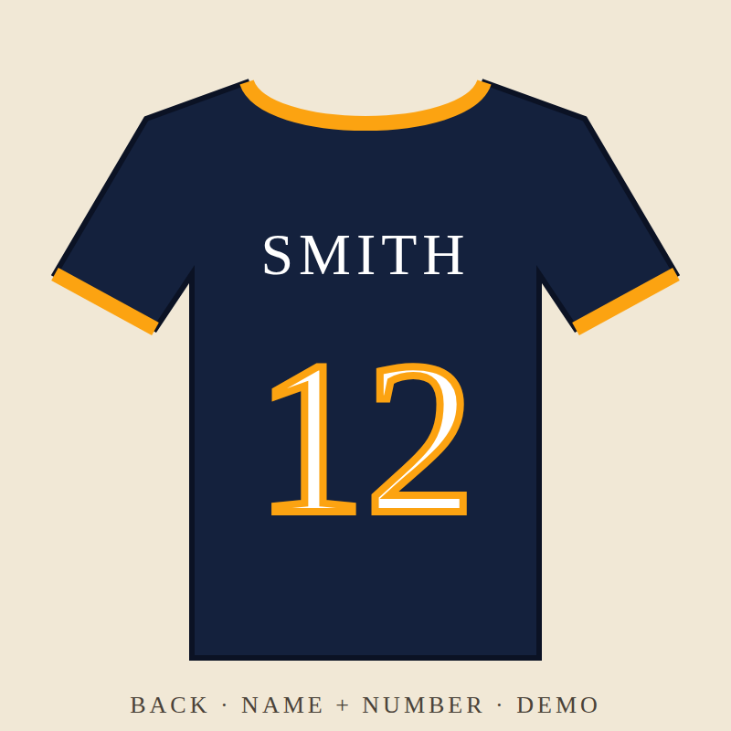 Eagles U12 game jersey back with name and number (demo)