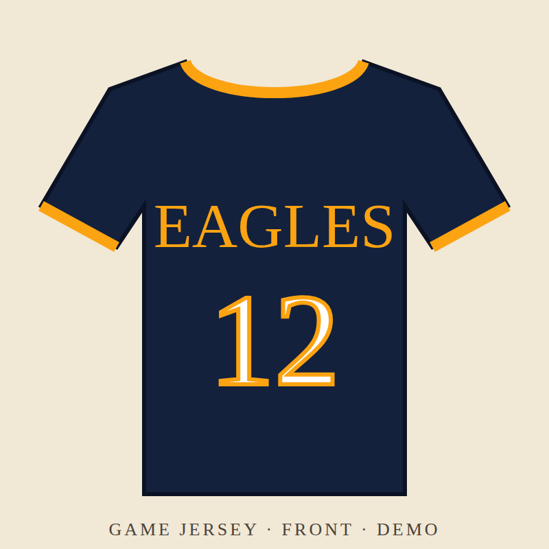 Eagles U12 game jersey front (demo)