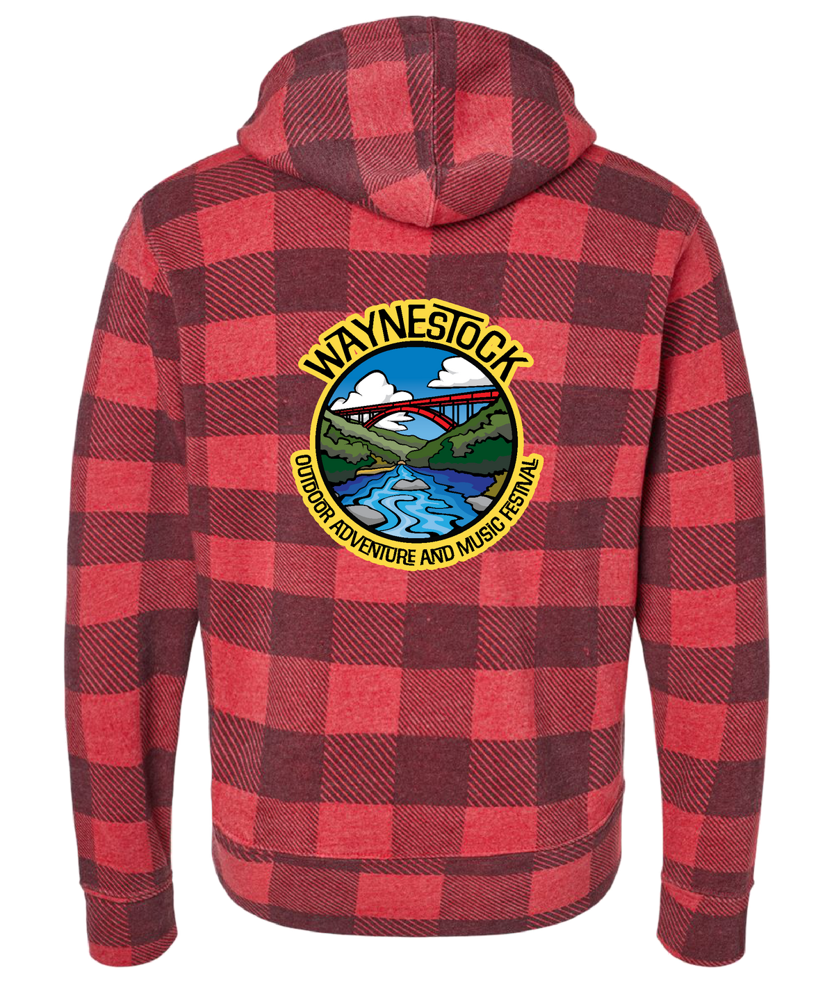 Waynestock 2027 Red Buffalo Plaid Hoodie - Back