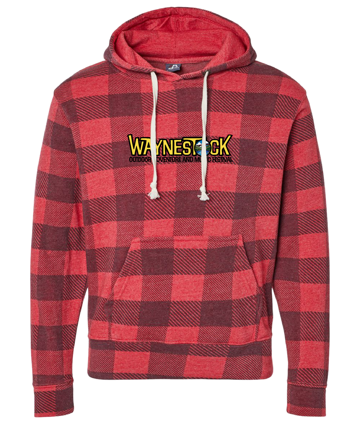 Waynestock 2027 Red Buffalo Plaid Hoodie - Front