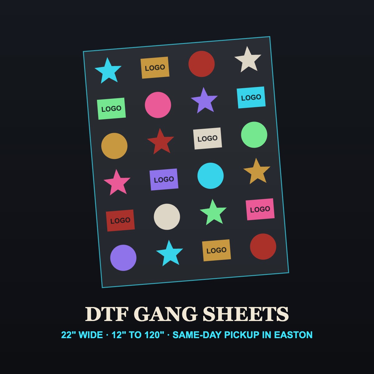 DTF gang sheets 22 inch wide