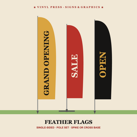 Custom feather flags with pole and base for Lehigh Valley businesses and events