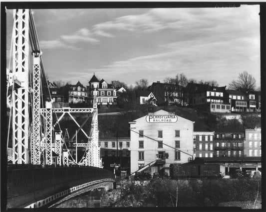 Pennsylvania Railroad bridge and hillside town