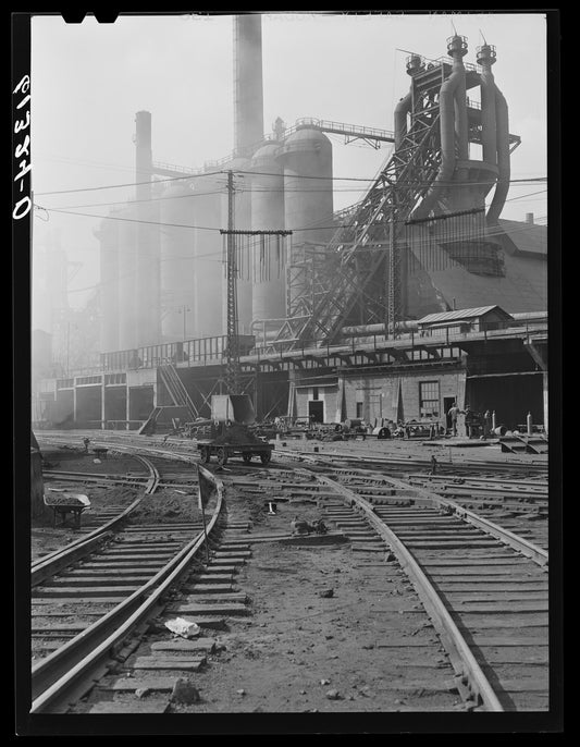 Steel mill blast furnace photograph