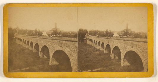 Stone arch aqueduct stereograph