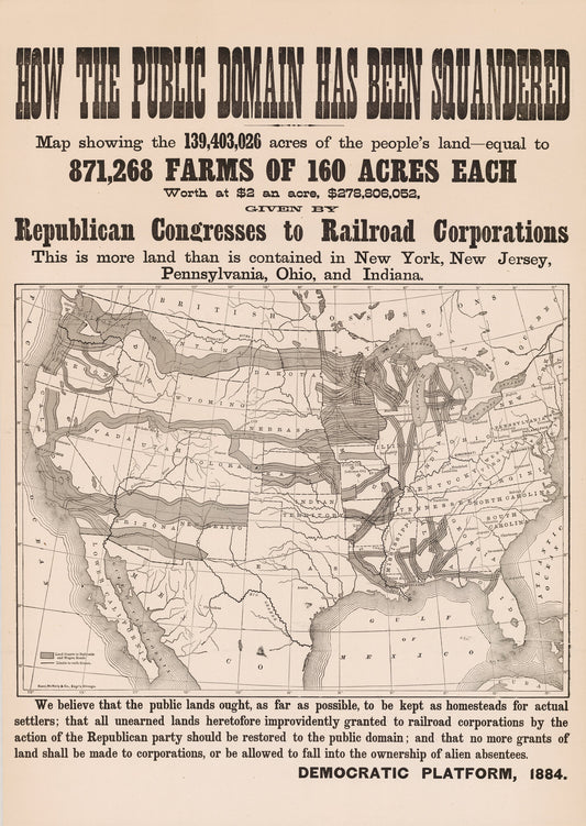 How the Public Domain Has Been Squandered, 1884 political map