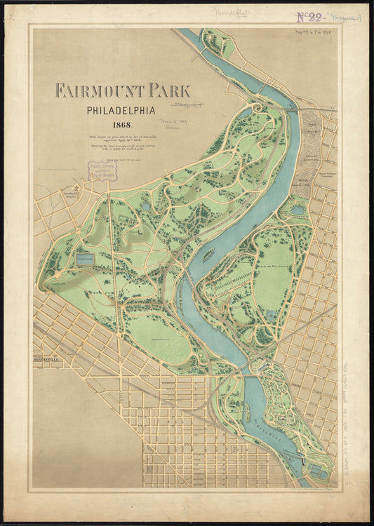 Fairmount Park Philadelphia 1868 map