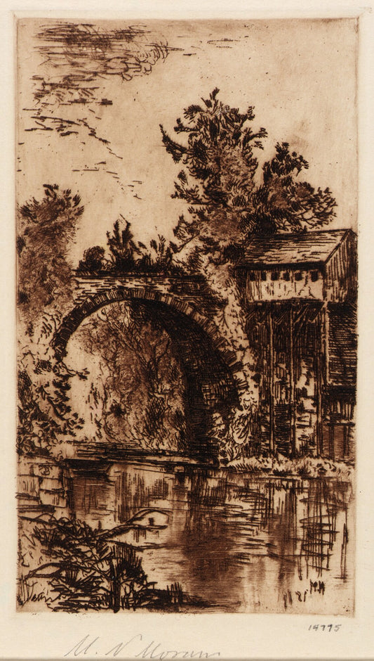 Mary Nimmo Moran stone bridge and mill etching