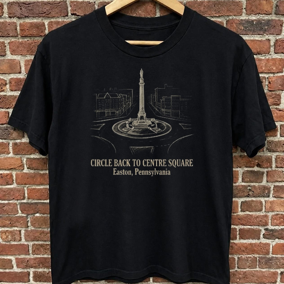 Circle Back to Centre Square — Easton black t-shirt