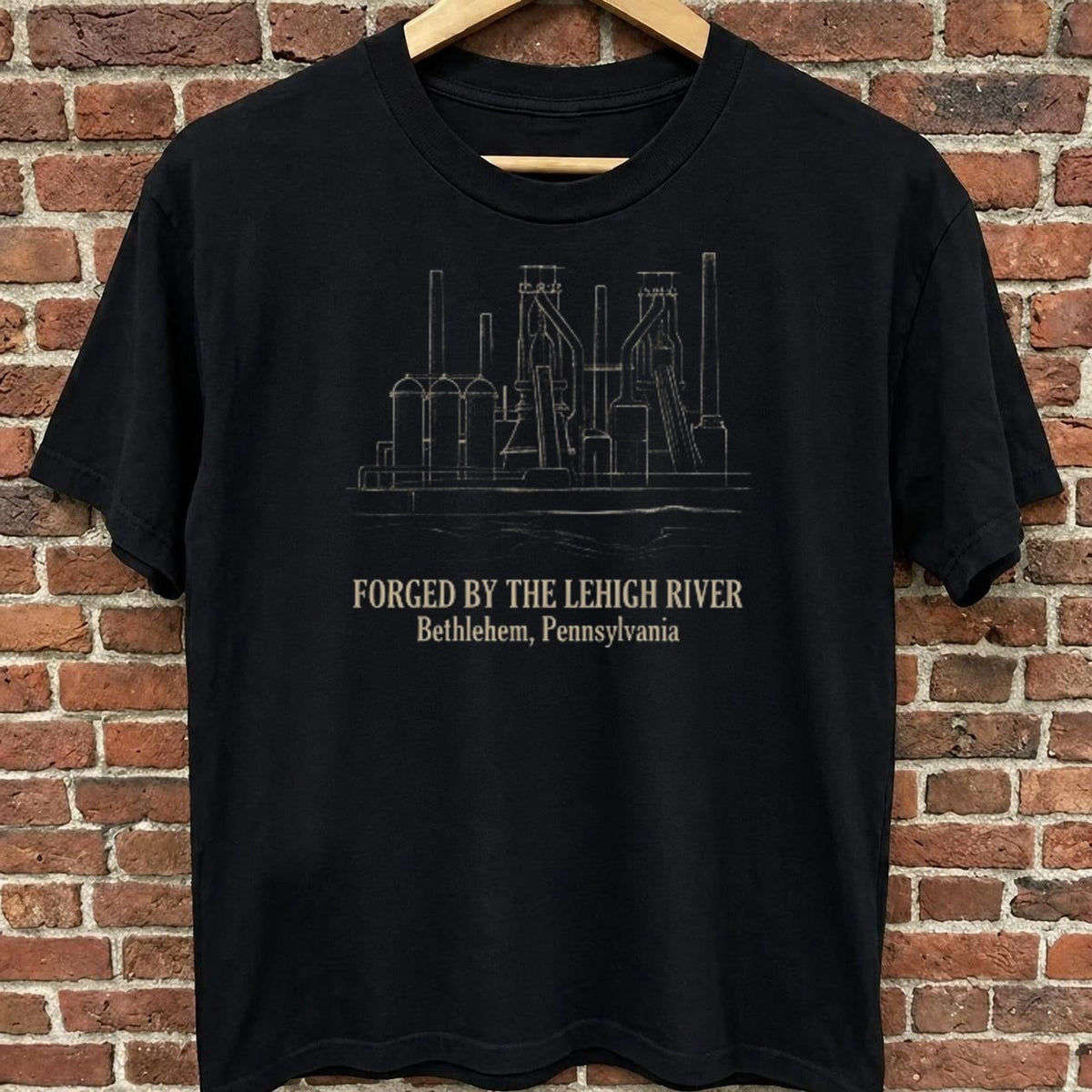 Forged by the Lehigh River — Bethlehem black t-shirt