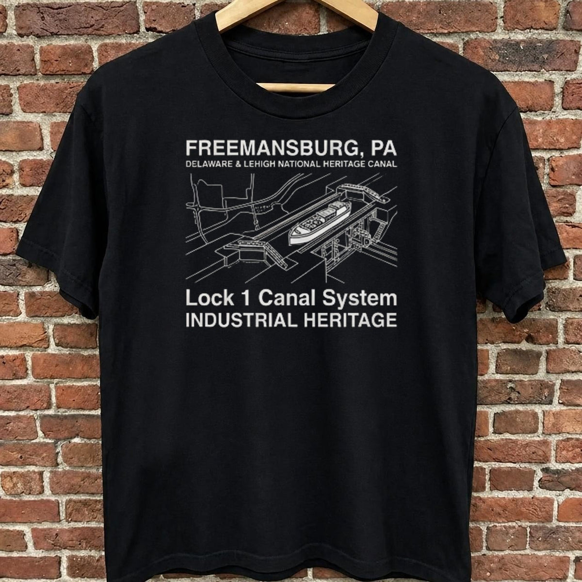 Freemansburg Lock 1 — Canal System black t-shirt