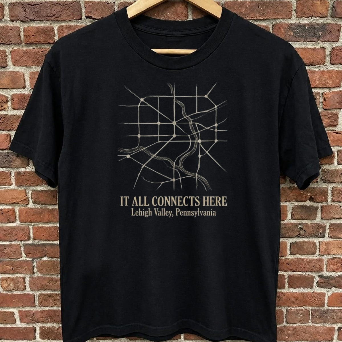 It All Connects Here — Lehigh Valley black t-shirt