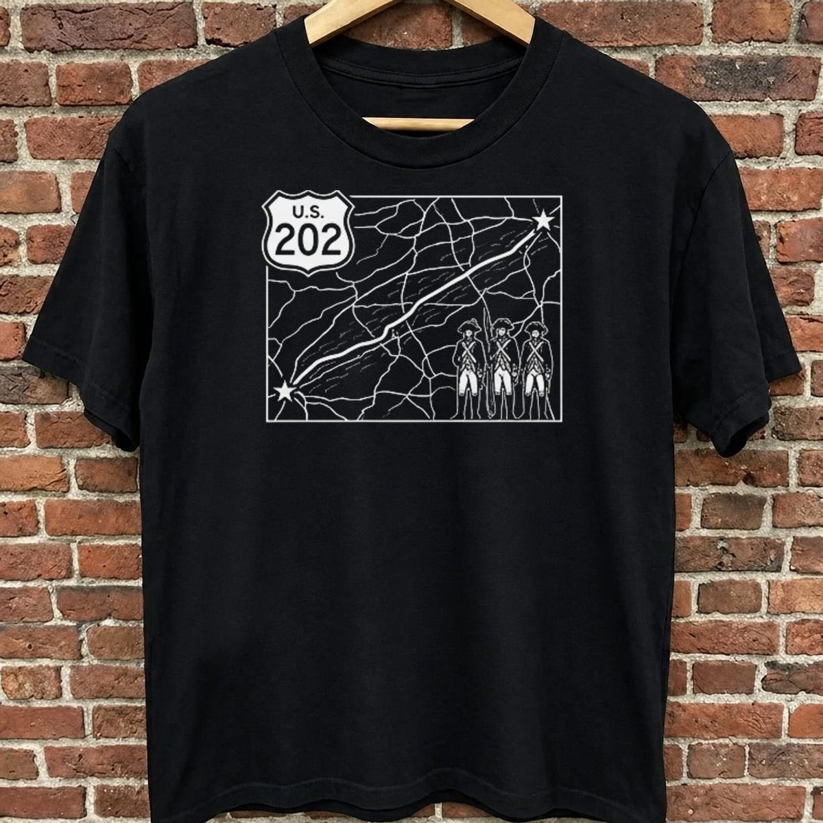 Route 202 — Army Road black t-shirt
